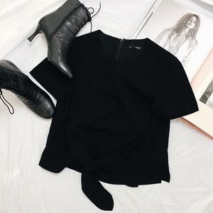Club Monaco Black Tie-front Blouse